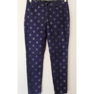 NWT FOREVER 21 NAVY BLUE POLKA DOT MID RISE SKINNY PANTS 31 L